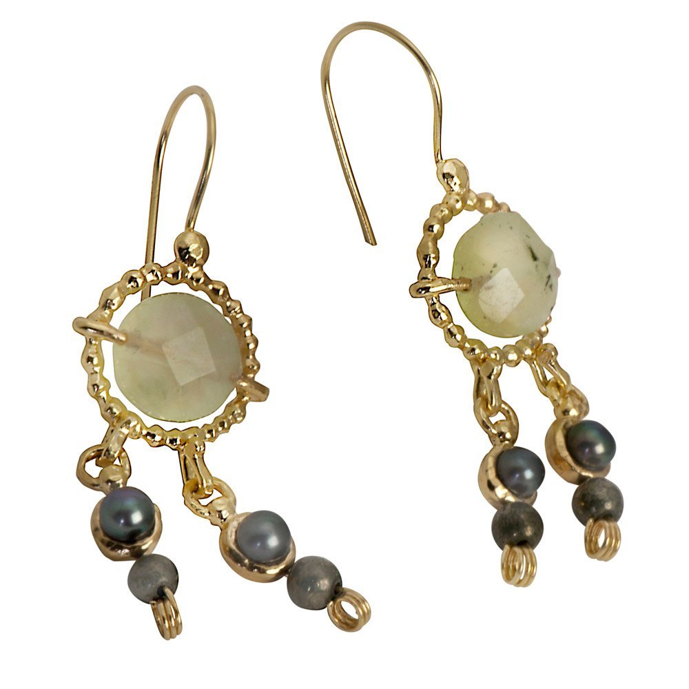 Queen Helene Pearl & Pyrite Earrings