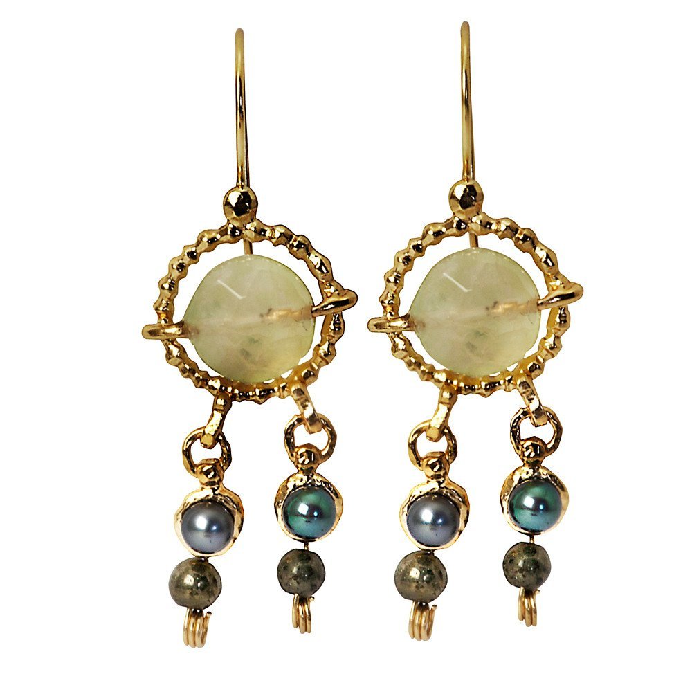 Queen Helene Pearl &amp; Pyrite Earrings
